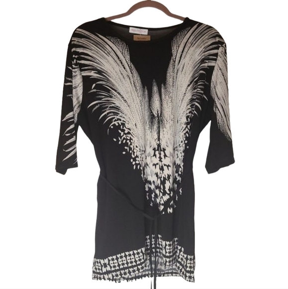 TRÏBE Angel Wing Rhinestone Detail Navy Tunic Size Large NWT - Picture 3 of 10